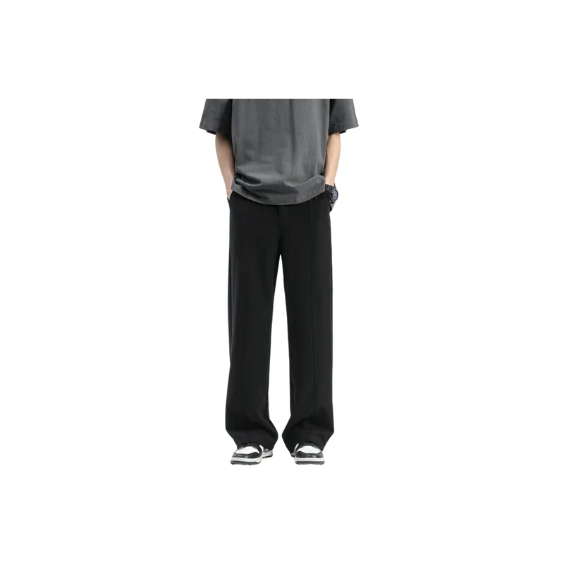 Casual Loose Blended Synthetic Fabrics Suit Trousers-4