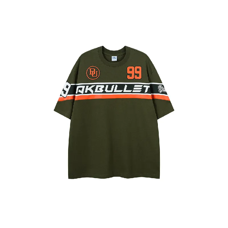 Casual Contrast Color Cotton T Shirt-0