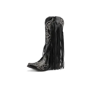 Retro Embroidery Mid Calf Boots