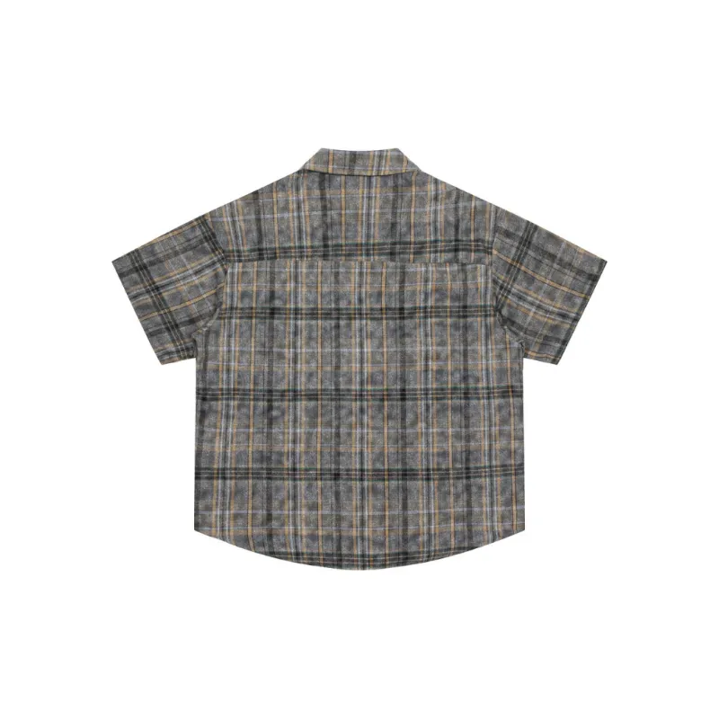 Loose Plaid Short Sleeved Trendy Shirt-1