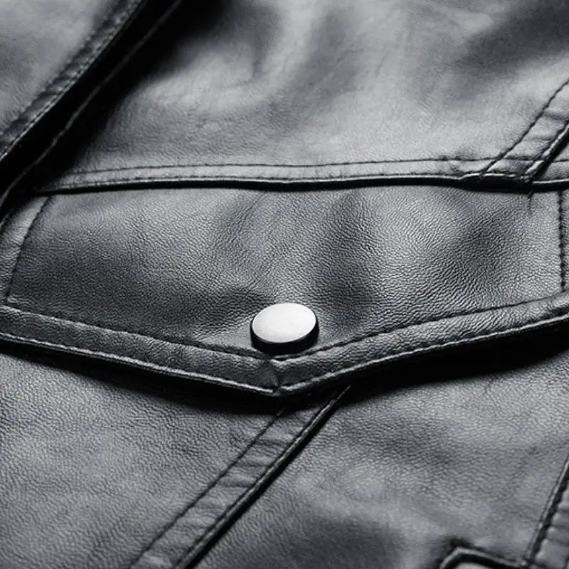 Fashionable Loose PU Leather Jacket-3