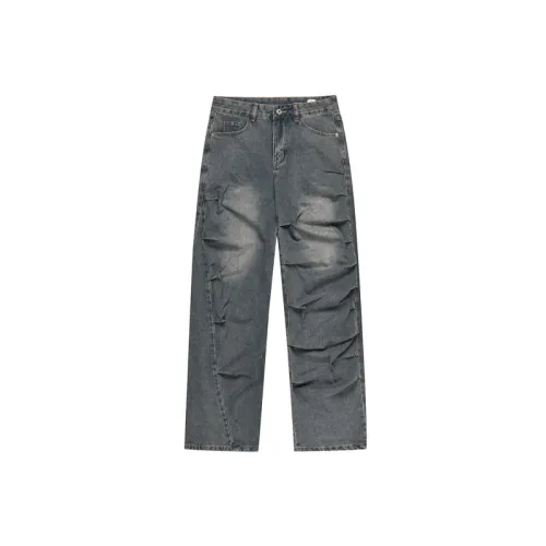 Irregular Pleated Design Sense Jeans