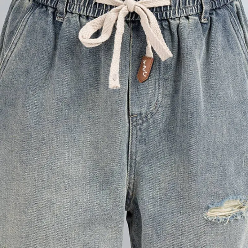 Casual Loose Denim Shorts-3
