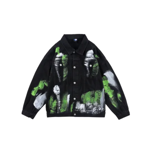 Casual Loose Multi Pocket Tie Dye Splash Ink Jacket
