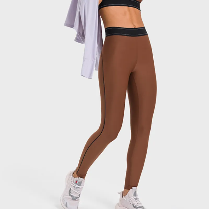 Sporty Contrast Color Leggings Women-7