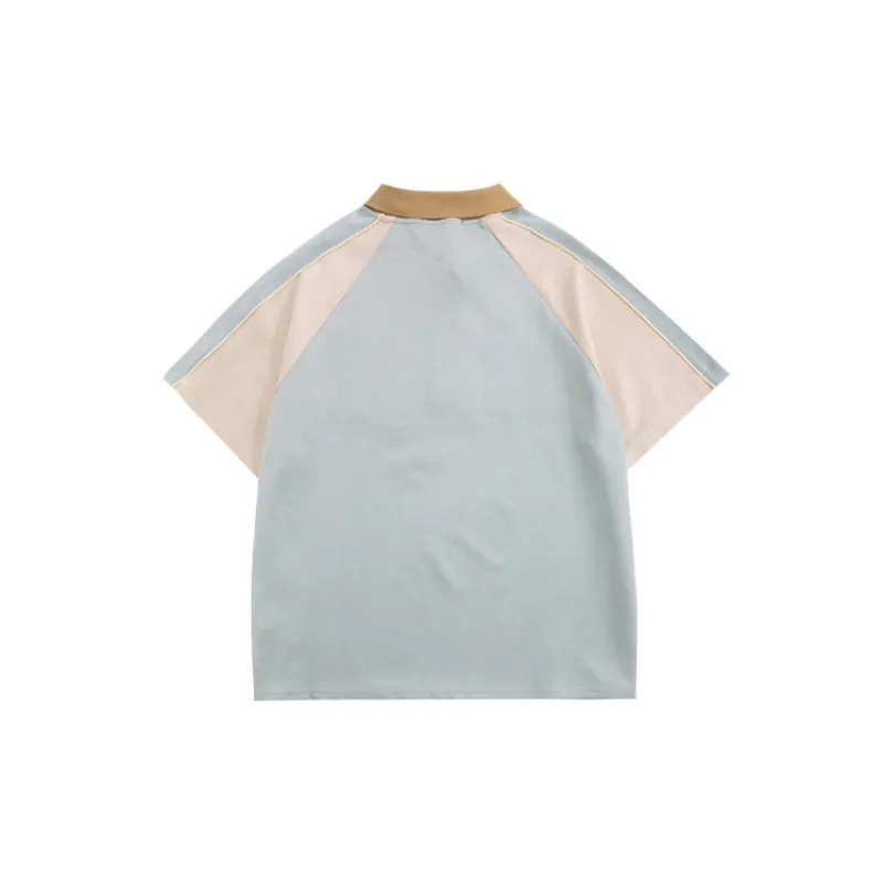 Retro Stitching Contrast Trendy Loose T Shirt-3