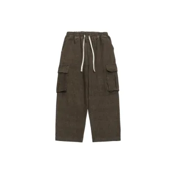 Solid Color Big Pocket Wide Leg Cargo Loose Casual Pants