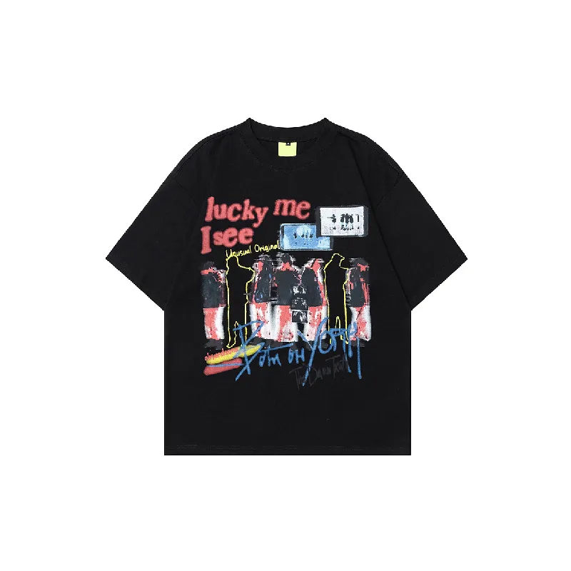 Retro Print 100% Cotton T-Shirt-2