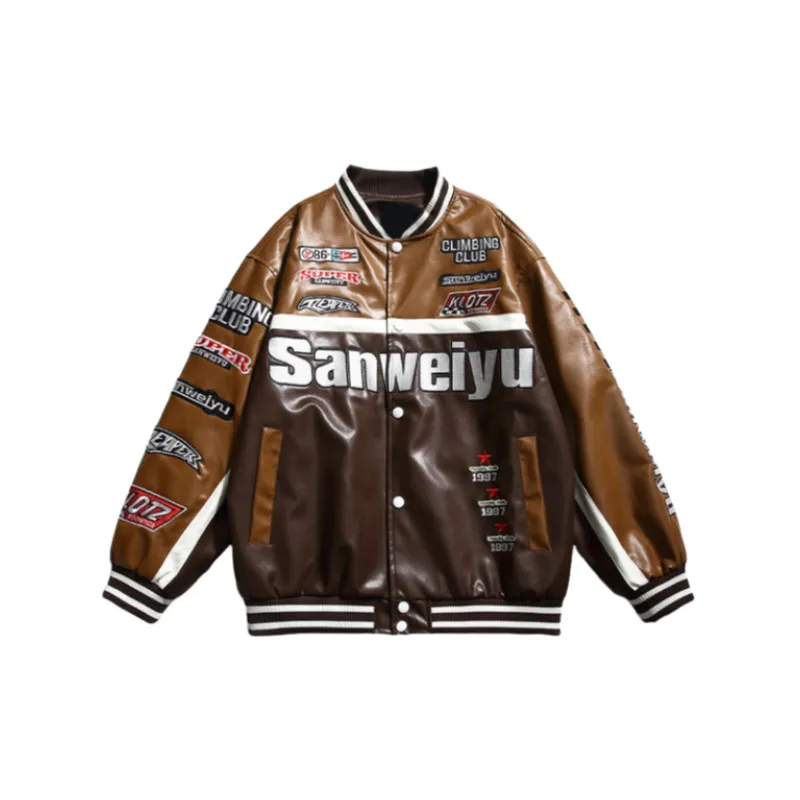 Retro Heavy Embroidered PU Leather Jacket-6