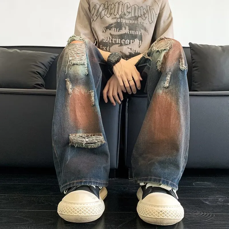 Fashionable Loose Straight Leg Jeans-3