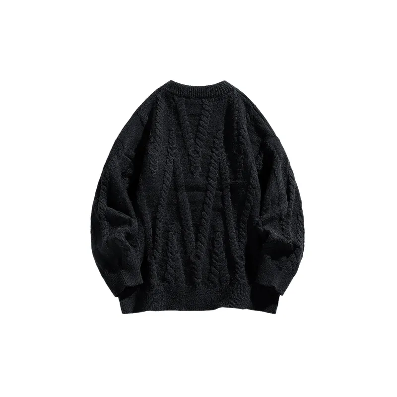 Simple Loose Blended Synthetic Fabrics Sweater-1