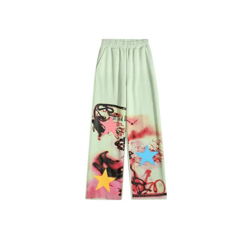 Graffiti Hand-painted High Waist Loose Slimming Wide Leg Pants