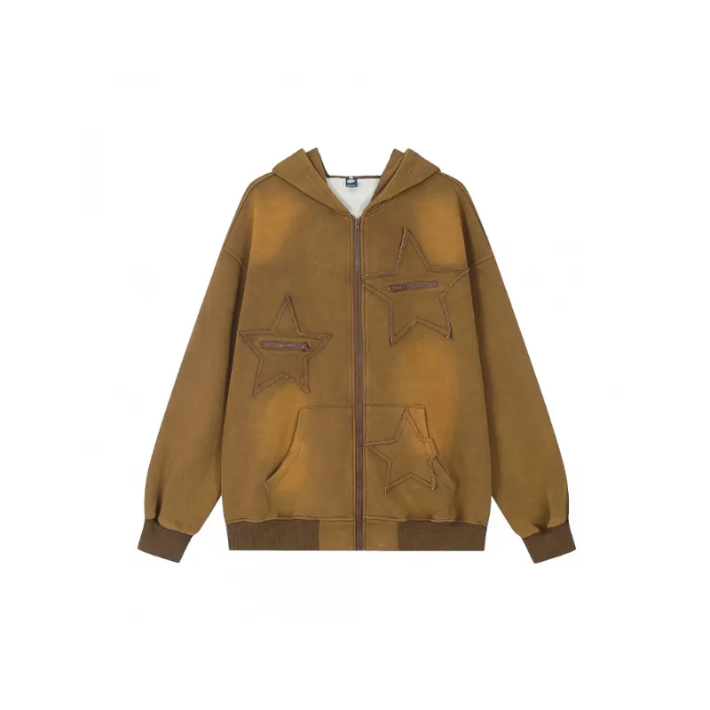 Street Tide Patch Embroidery Washed Hoodie-4
