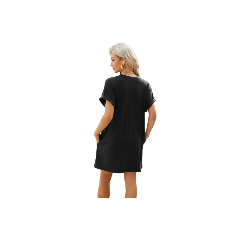 Casual Loose Viscose Dress Women-3