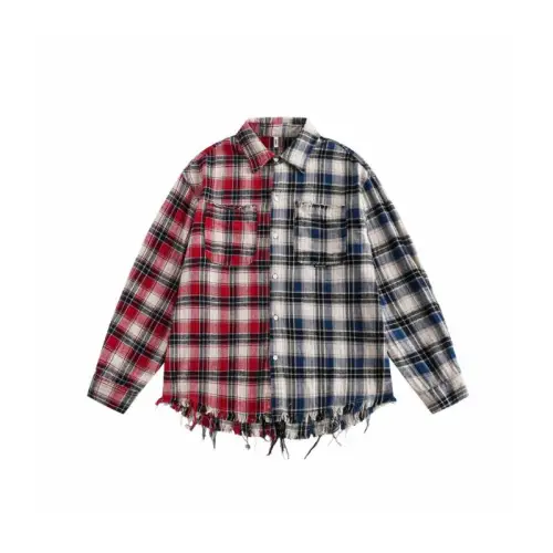 New Contrast Color Stitching Lapel Long Sleeve Shirt
