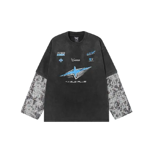 Retro Fake Two Piece Cotton Blended Fabric T Shirt