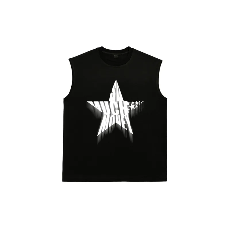 Star Letter Printed Sleeveless Vest-0