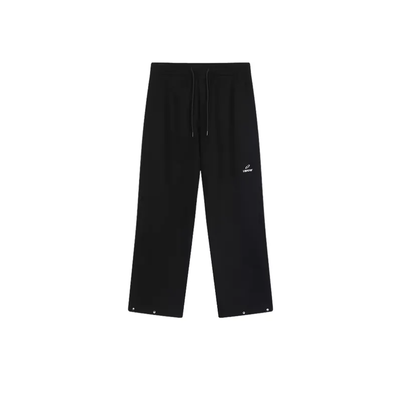Solid Color Trendy Embroidered Logo Drawstring Casual Pants-5