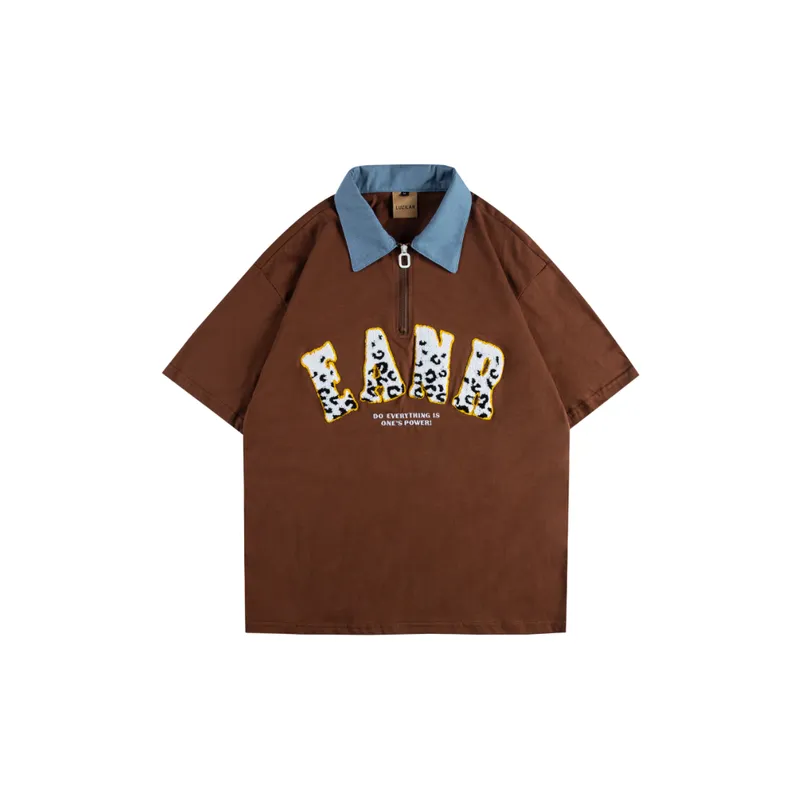 Trendy Loose Embroidery Polo Shirt-4