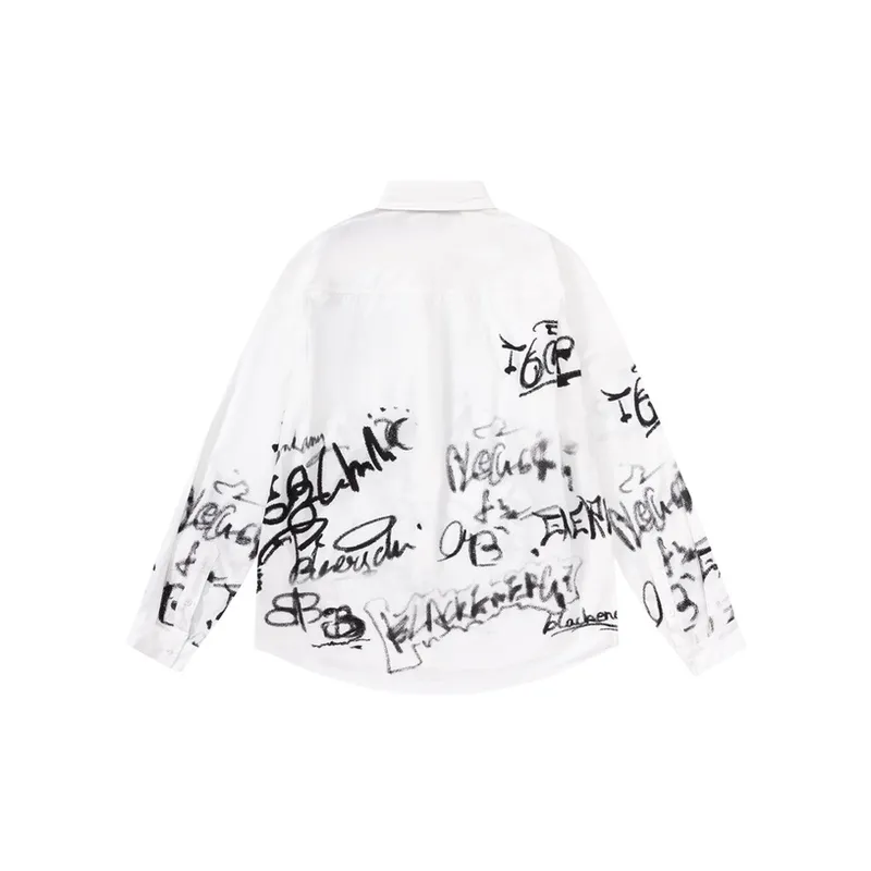 Hip hop Printed Loose Casual Long sleeved Shirt-1