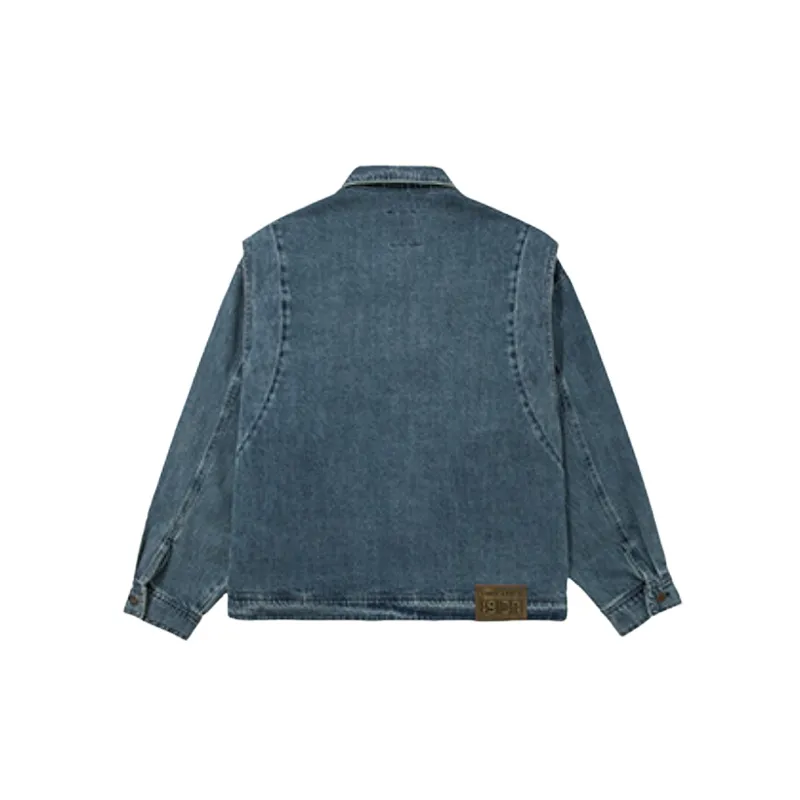 Simple Washed Blended Synthetic Fabrics Jacket-1