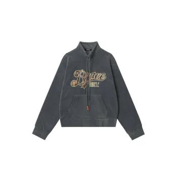 Fleece lined Brand Embroidered Loose Hoodie