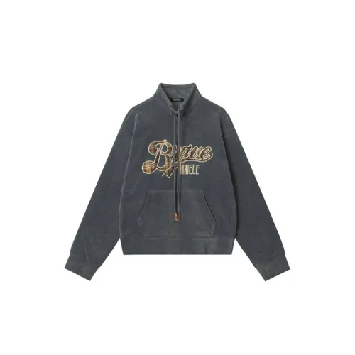 Fleece-lined Brand Embroidered Loose Hoodie