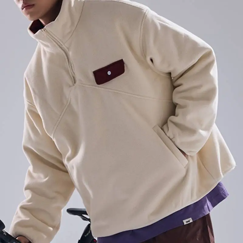 Street Zipper Polyester Sweatshirt-4