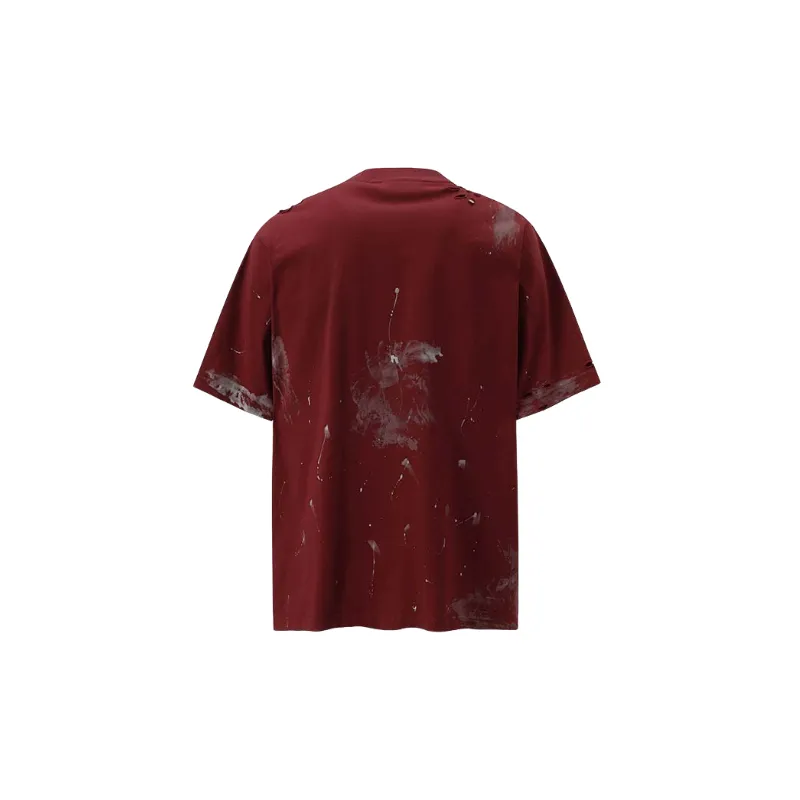 Ripped Loose Cotton Blended Fabric T Shirt-1