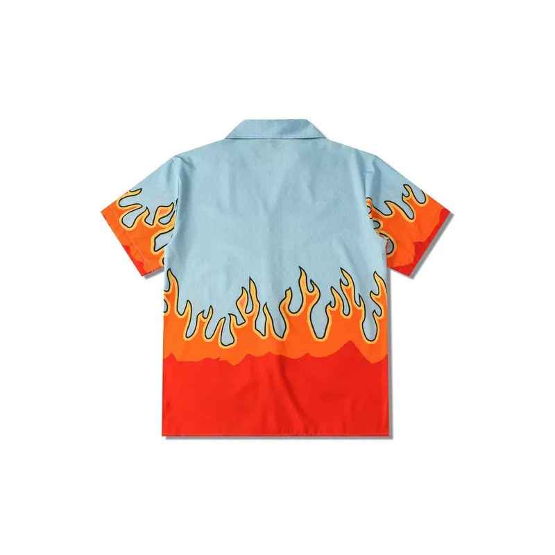 Loose Flame Print T Shirt-1