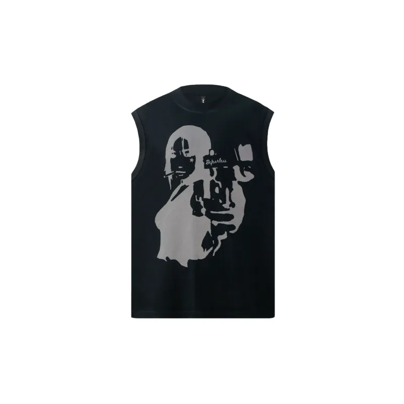 Fashionable Loose Sleeveless 32s Combed Cotton Double Yarn Vest
