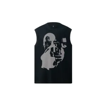 Fashionable Loose Sleeveless 32s Combed Cotton Double Yarn Vest