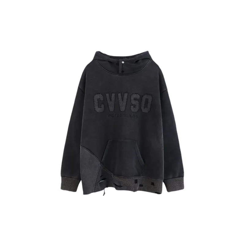 Patchwork Irregular Letter Embroidered Hoodie-2