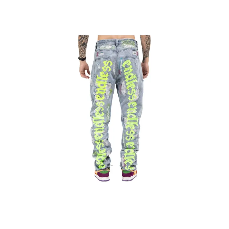 Retro Embroidered Ripped Jeans-9