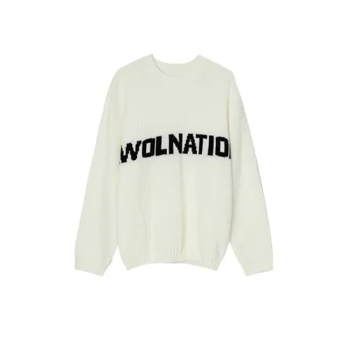 Loose Knitted Crewneck Letter Sweater