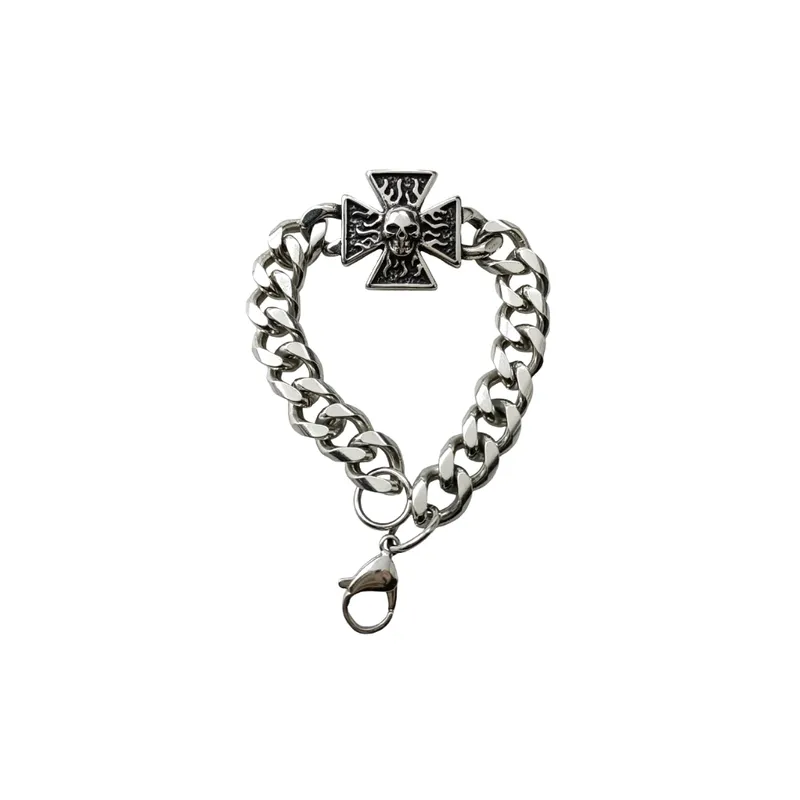 Skull Exquisite Stainless Steel Cross shaped Punk Bracelet