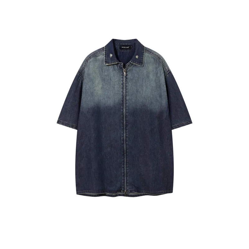 Hip Hop Gradient Denim Shirt-4