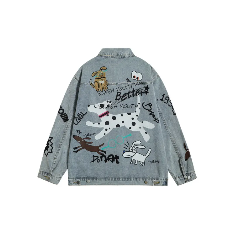 Hip Hop Print Denim Jacket-1