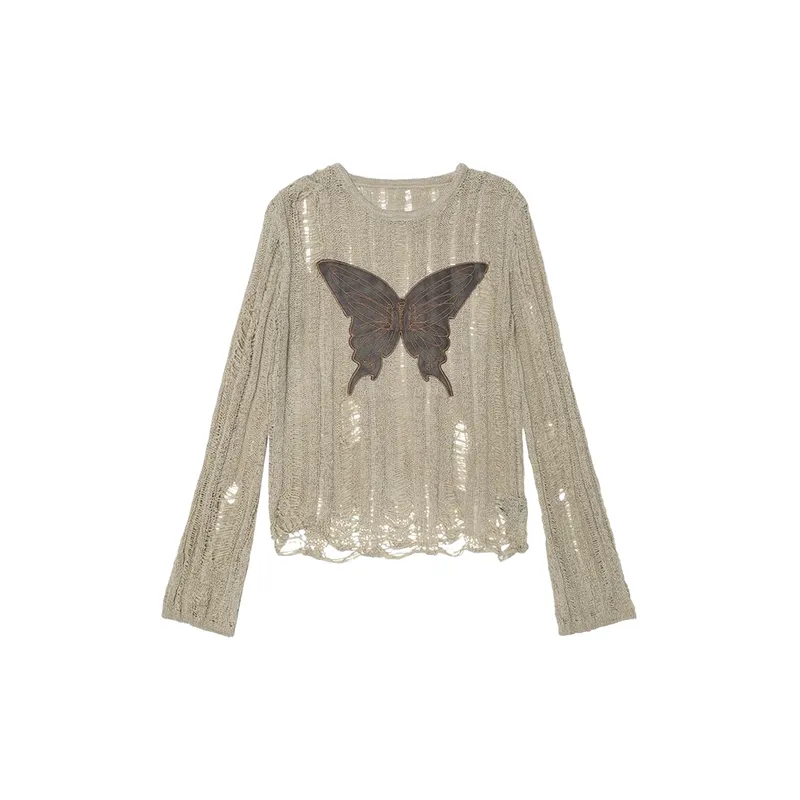 Casual Ripped Sweater Women-0