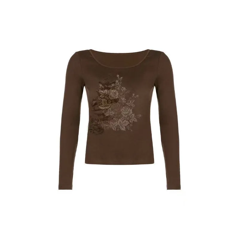 Casual Print Long Sleeve T Shirt Women-2