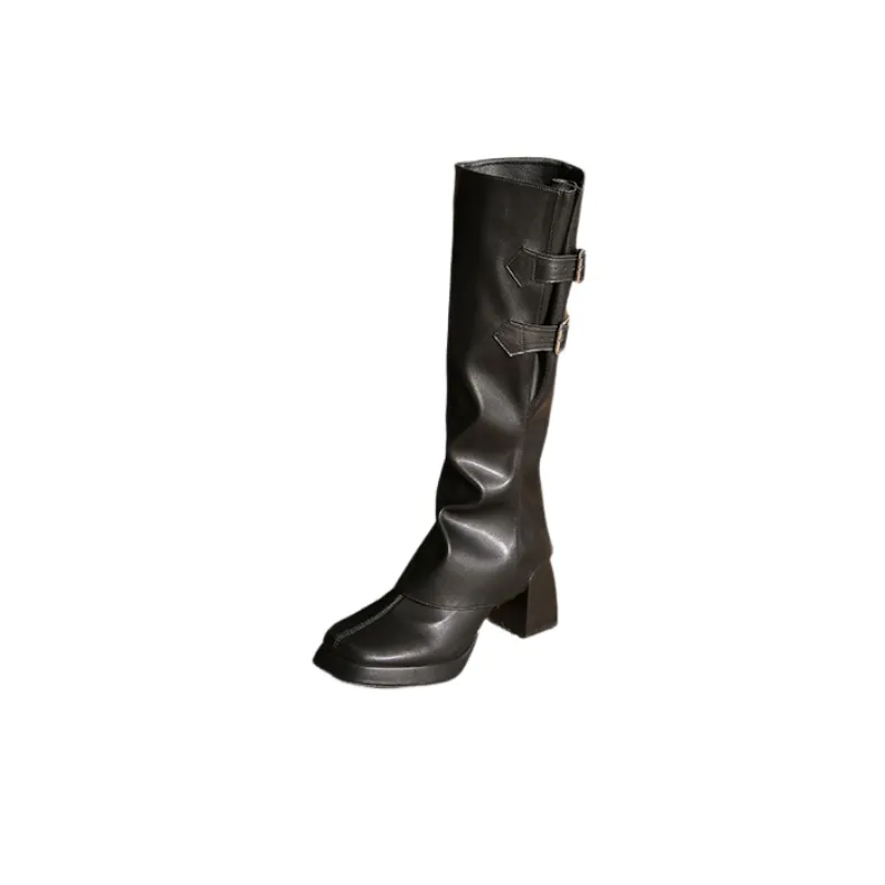 Fashionable Plain Knee High Boots-0