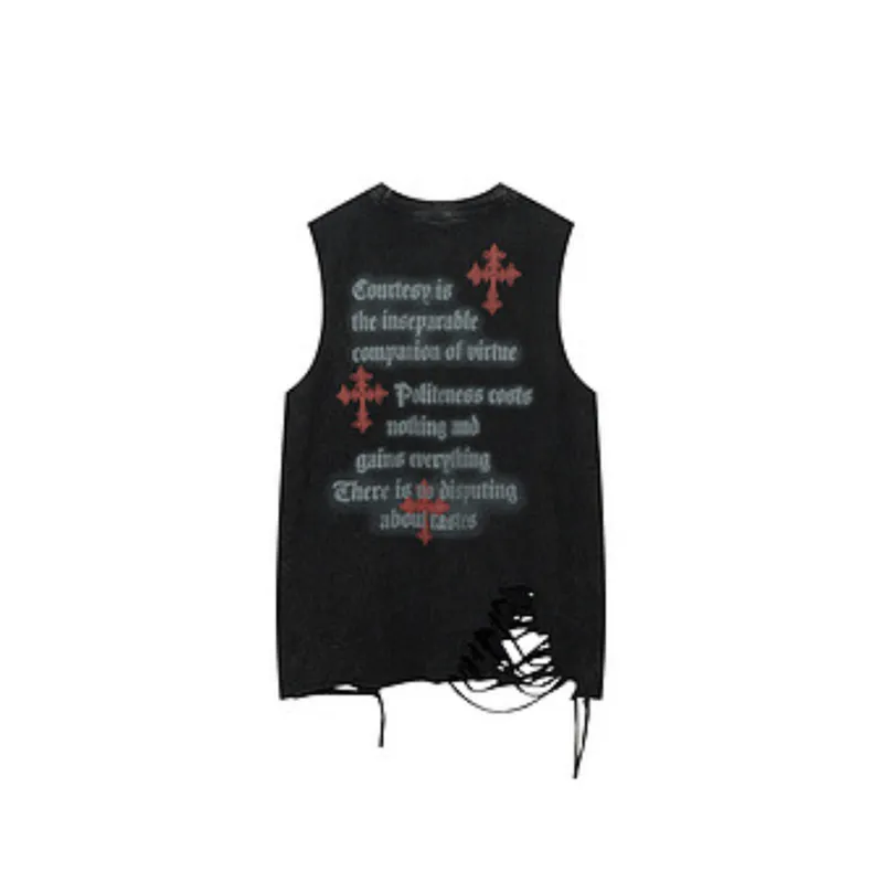 Street Letter Print Hip Hop Vest-1