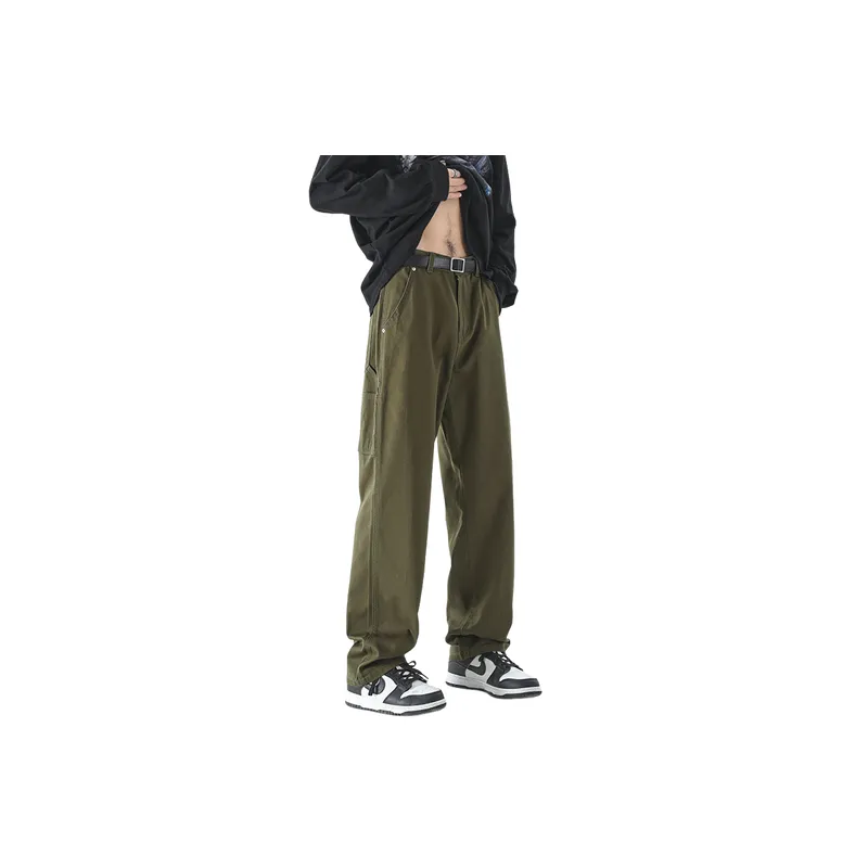 Retro Straight Leg Cotton Casual Pants-5