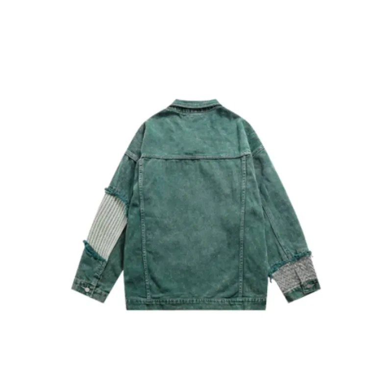 Irregular Patchwork Denim Jacket-1