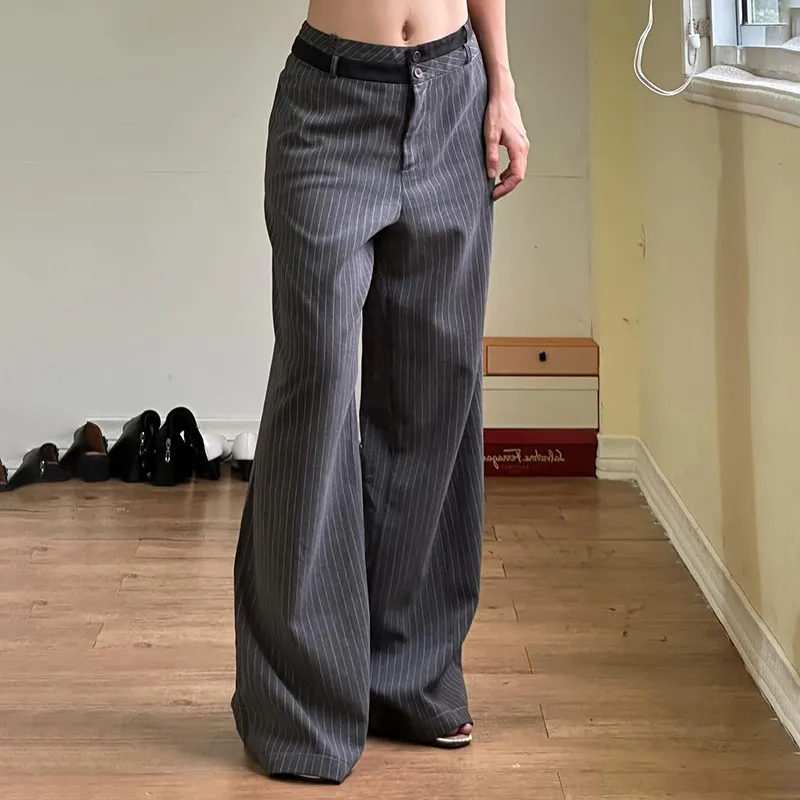 Casual Loose Straight Leg Suit Trousers Women-1