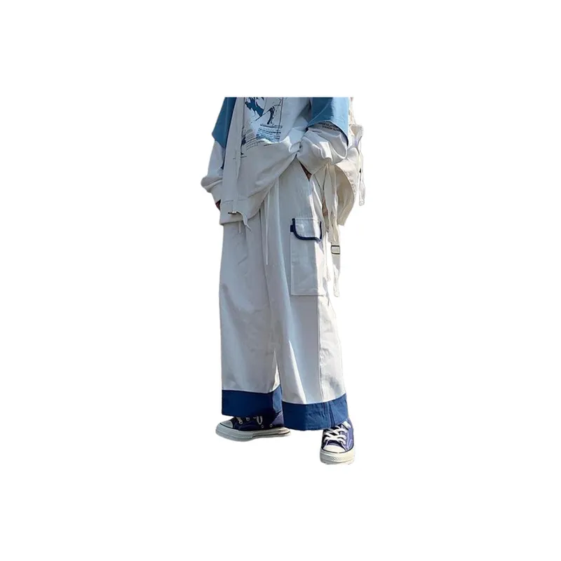 Contrast Color Pocket Wide Leg Pants-1