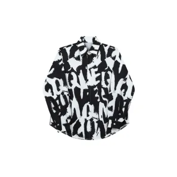 Casual Letter Loose Four Way Stretch Fabric Shirt