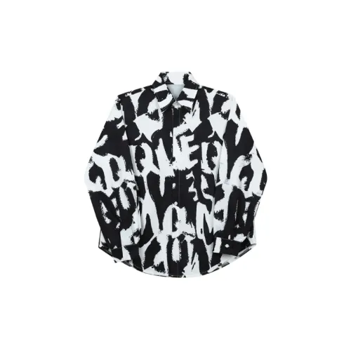 Casual Letter Loose Four Way Stretch Fabric Shirt