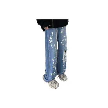 Tie dyed Straight Loose Fashion Long Pants High Street Ins Jeans