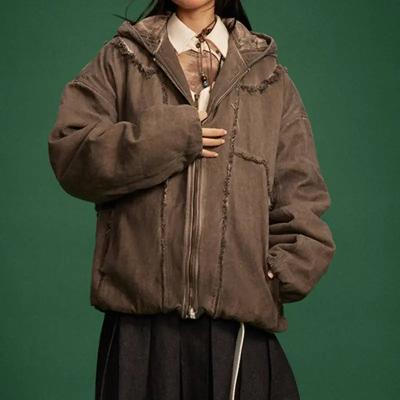 Retro Plain Cotton Quilted Jacket-2
